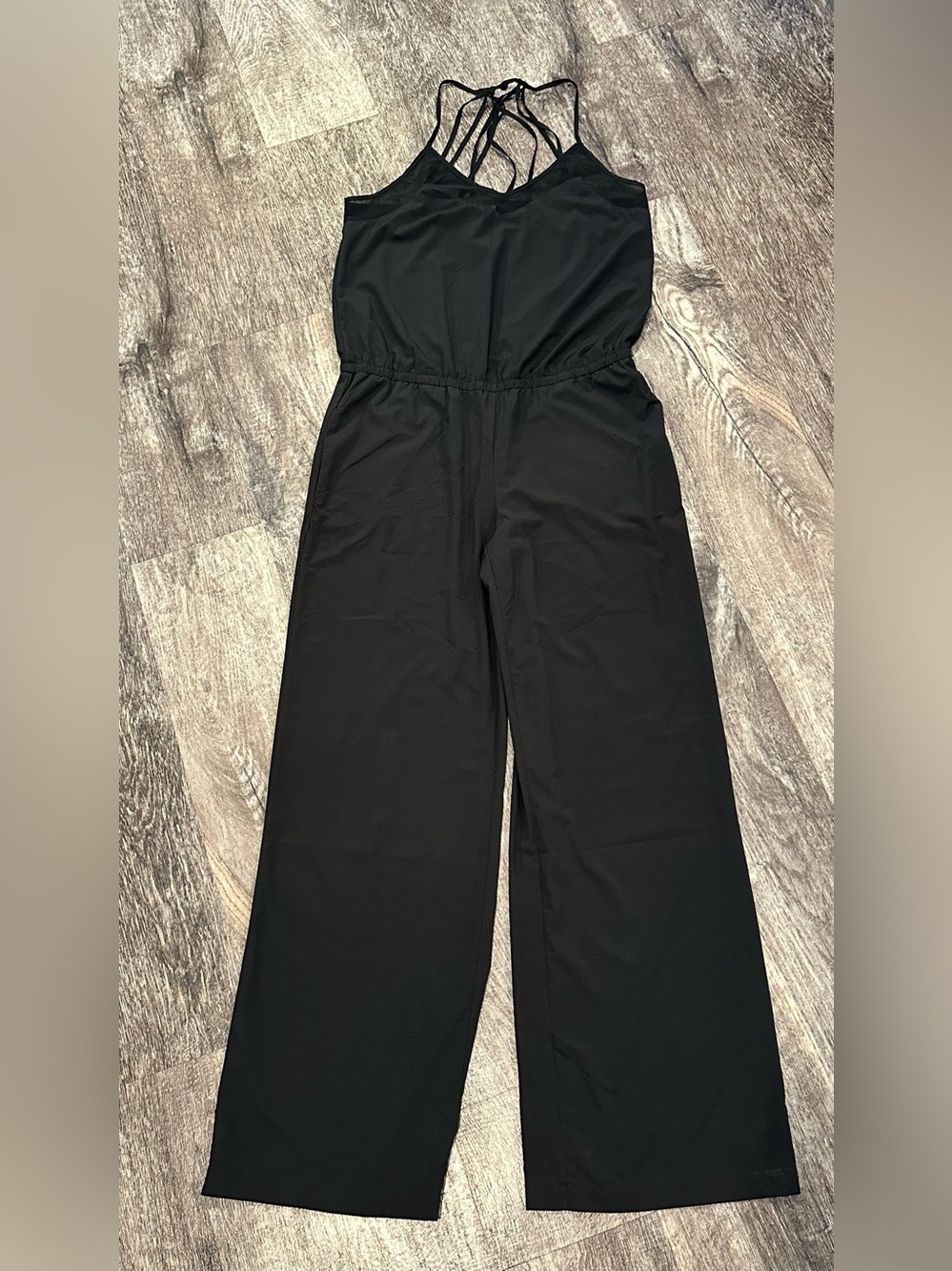 Fabletics Black Strappy Wide-Leg Romper ***Size Medium***
